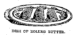 Illustration: DISH OF ROLLED BUTTER.
